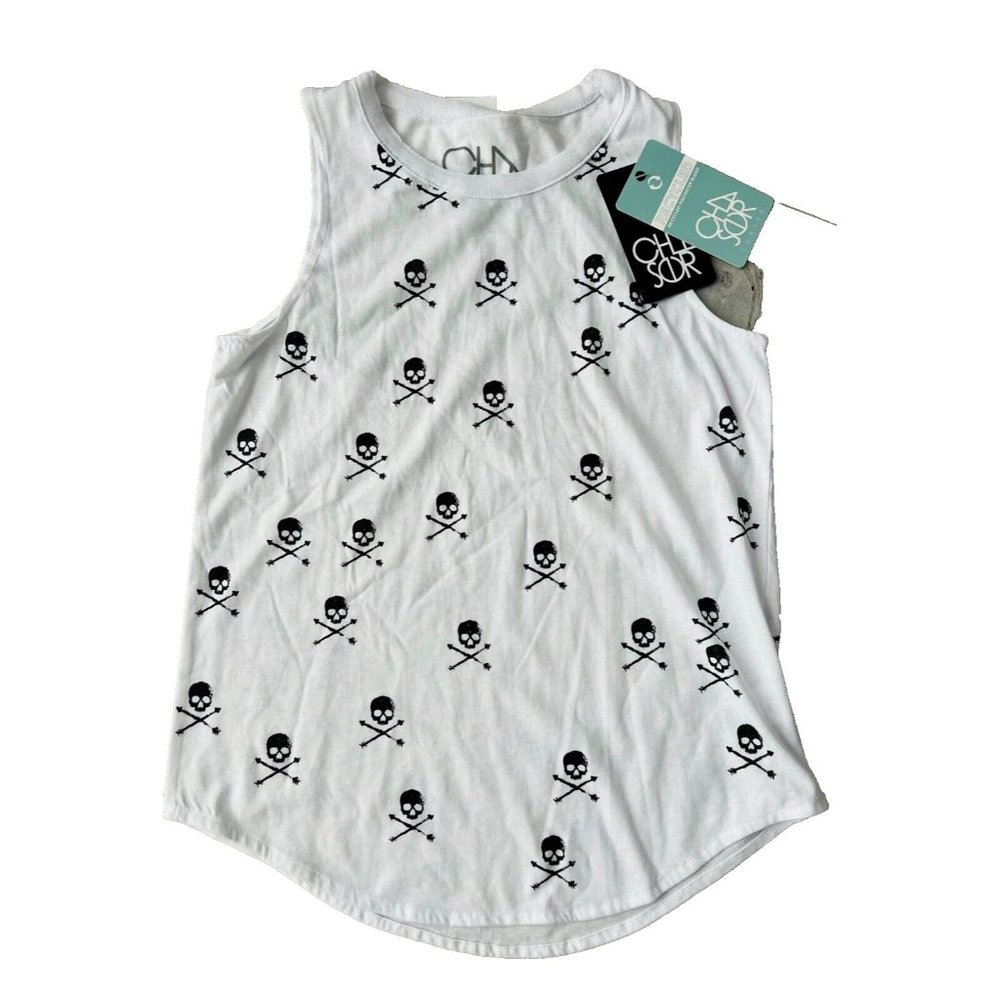 Chaser Girls Skull Print Tank Top White